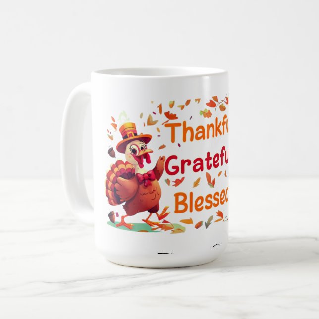 Taza De Café Elegante Turquía feliz día de gracias (Anverso izquierdo)