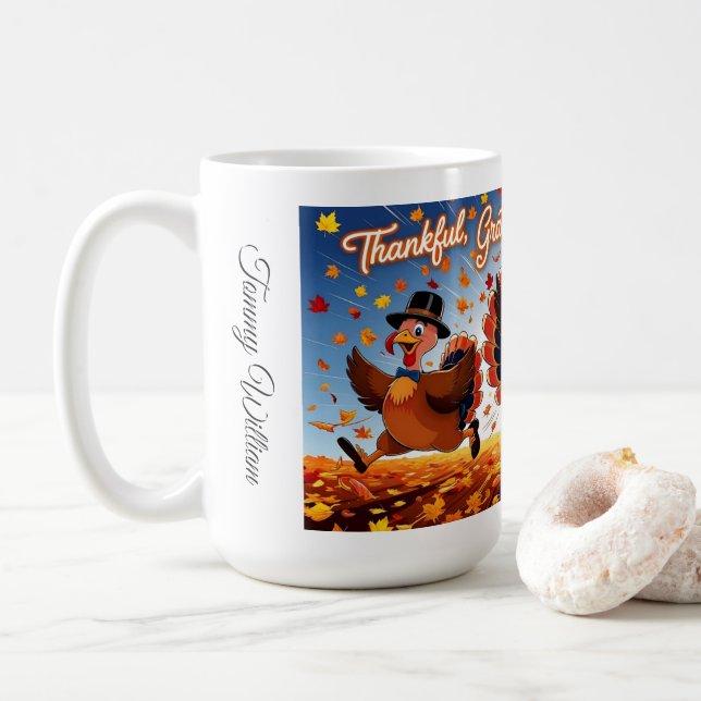 Taza De Café Elegante Turquía feliz día de gracias (Con donut)