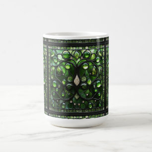 Taza De Café Elegante Vidrio Verde Manchado Aspecto Mug