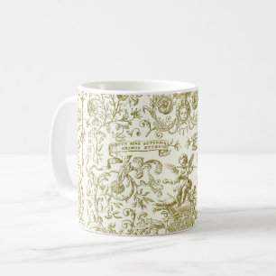 Taza De Café Elegante vintage beige dorado floral barroco 