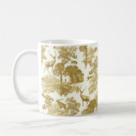 Taza De Café Elegante Vintage Gold Deer Fox Hare Country Toile