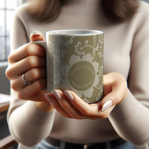 Taza De Café Elegante Vintage Ornamental Floral Dorada
