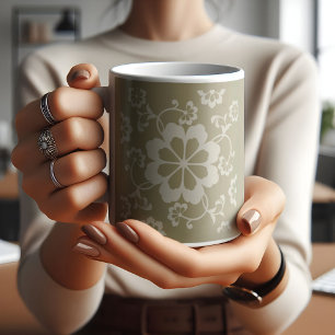 Taza De Café Elegante Vintage Ornamental Floral Dorada