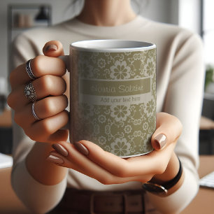Taza De Café Elegante Vintage Ornamental Floral Dorada
