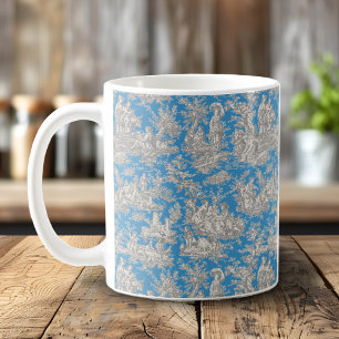 Taza De Café Elegante vintage turquesa toile campiña francesa