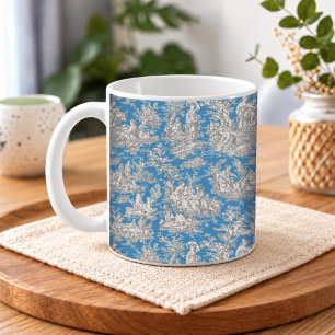 Taza De Café Elegante vintage turquesa toile campiña francesa