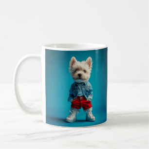 Taza De Café Elegante Westin Pup en Denim y Sneakers