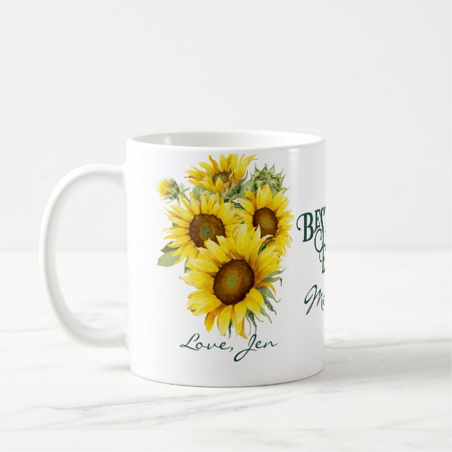 Taza De Café Elegante Y Agradable Girasol Rústico Mejor Mamá De (Izquierda)