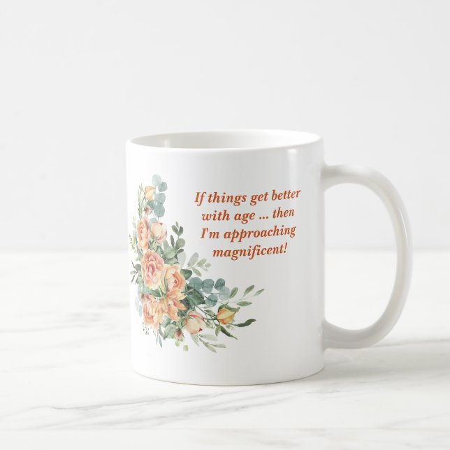 Taza De Café Elegante y divertida floral 50 cumpleaños Mug (Derecha)