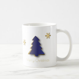 Taza De Café Elegante y elegante árbol de Navidad azul dorado