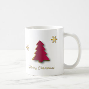 Taza De Café Elegante y elegante árbol de navidad rojo dorado