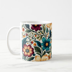Taza De Café Elegante y elegante Bella Colorida Arte Floral