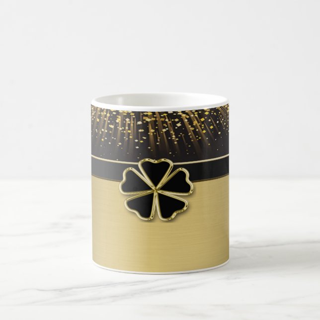 Taza De Café Elegante y elegante Shamrock irlandés, Faux Gold C (Centro)