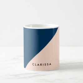 Taza De Café elegante y moderno bloque de color azul marino de 