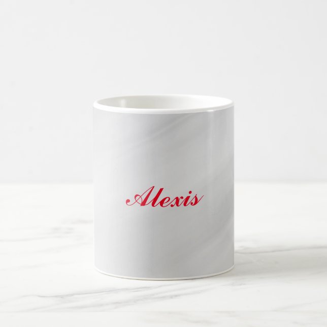 Taza De Café Elegante y moderno Nombre Gris Rojo (Centro)