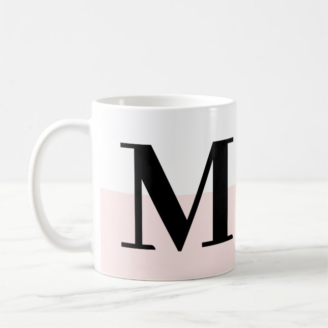 Taza De Café Elegante y moderno regalo de Monograma Rubor Café  (Izquierda)