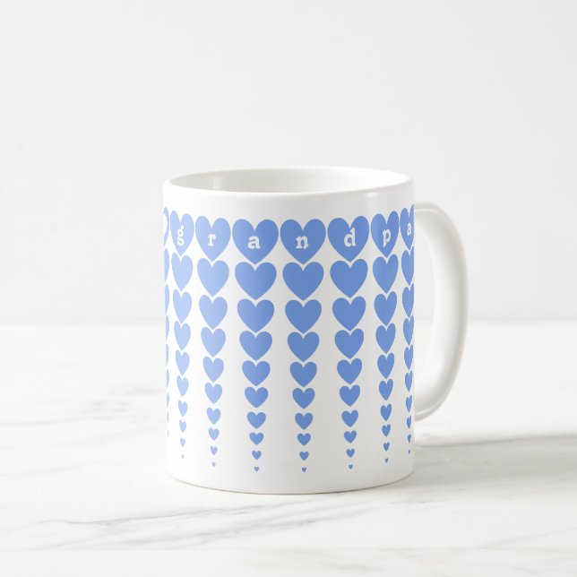 Taza De Café Elegante y personalizable Best Grandpa Blue Heart  (Anverso derecho)