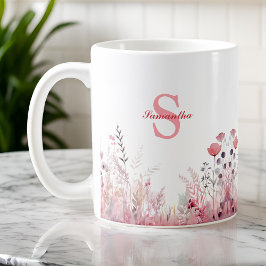 Taza De Café Elegante y personalizada Cute Minimalista floral G