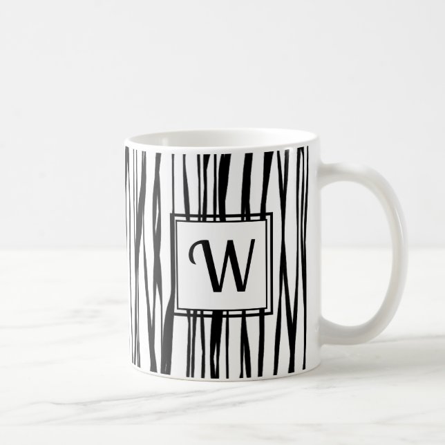 Taza De Café Elegante y personalizado blanco monograma de escri (Derecha)