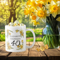 Elegante Yellow Daffodils Floral 40 cumpleaños