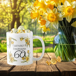 Taza De Café Elegante Yellow Daffodils Floral 60 cumpleaños