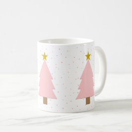Taza De Café Elegantes árboles de Navidad rosados, estrellas do