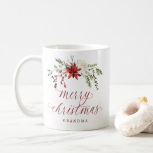 Taza De Café Elegantes Bayas de Acuarela Foto Feliz Navidad