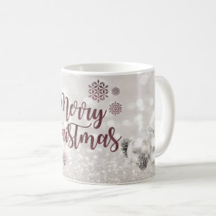 Taza De Café Elegantes bolas de Navidad, Bokeh Brillante