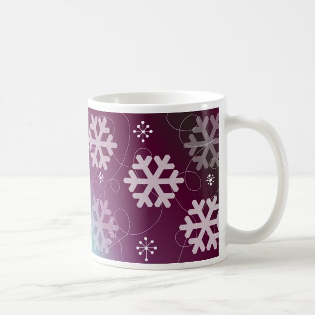 Taza De Café Elegantes copos de nieve púrpura (Derecha)