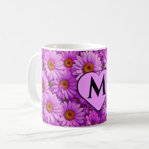 Taza De Café Elegantes daisias florales de magenta rosa oscuro