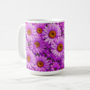 Taza De Café Elegantes daisias florales de magenta rosa oscuro