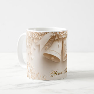 Taza De Café Elegantes Hochzeitsdesign mit Glocken und Rosen