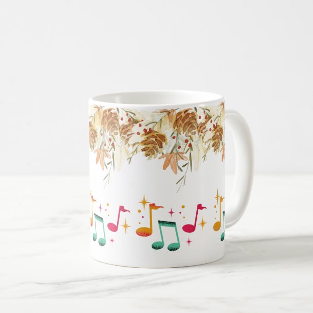 Taza De Café Elegantes hojas marrones con diseño de notas music (Anverso derecho)