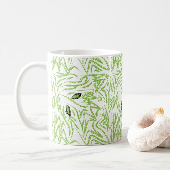 Taza De Café Elegantes hojas verdes acuáticas (Con donut)