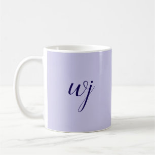 Taza De Café Elegantes iniciales de letras personalizados azule