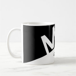 Taza De Café elegantes iniciales de Monograma en blanco y negro