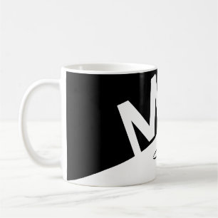Taza De Café elegantes iniciales de Monograma en blanco y negro
