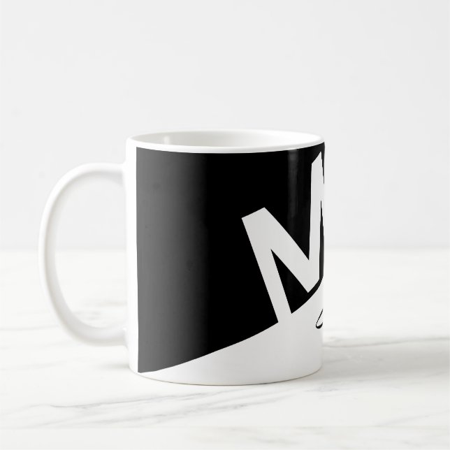 Taza De Café elegantes iniciales de Monograma en blanco y negro (Izquierda)