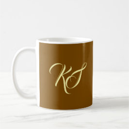 Taza De Café Elegantes iniciales personalizadas marrones monogr