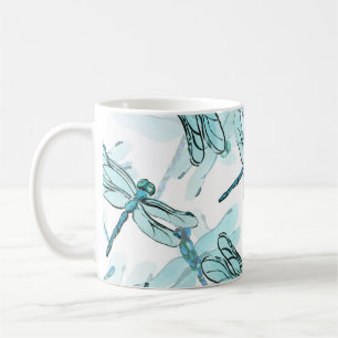 Taza De Café Elegantes libélulas: Maravilla de color de agua