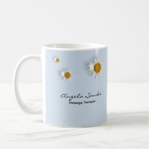 Taza De Café Elegantes margaritas blancas azules