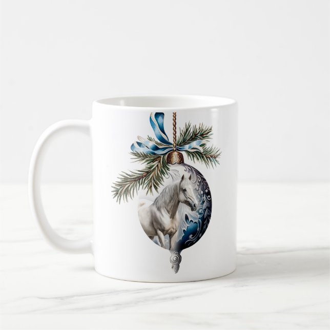 Taza De Café Elegantes Navidades azules hípicos hípicos (Izquierda)