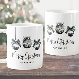 Taza De Café Elegantes Navidades blancos negros