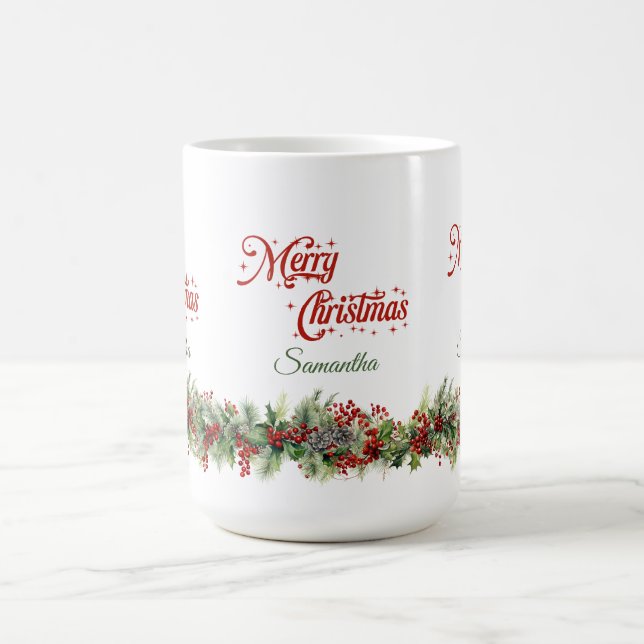 Taza De Café Elegantes Navidades de acuarela clásicos (Centro)