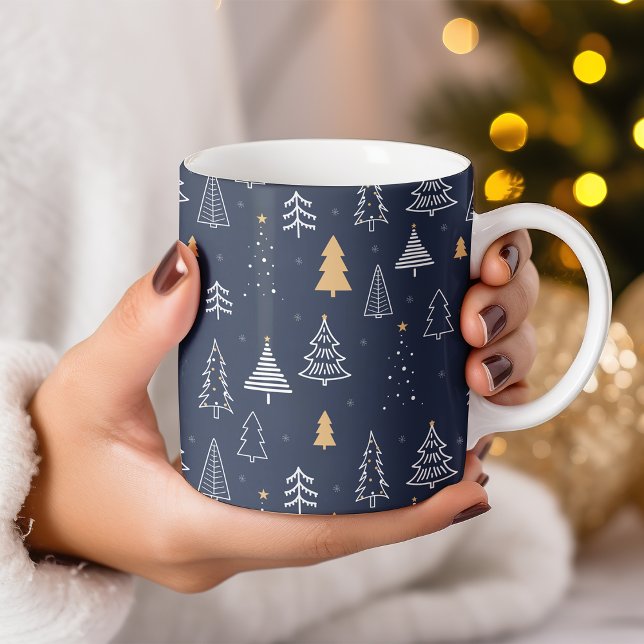 Taza De Café Elegantes Navidades de la Marina Azul y Oro (Subido por el creador)