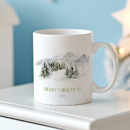 Taza De Café Elegantes Navidades de la montaña de invierno