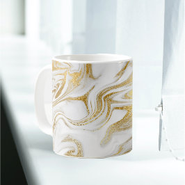 Taza De Café Elegantes Navidades de Mármol Blanco de Oro