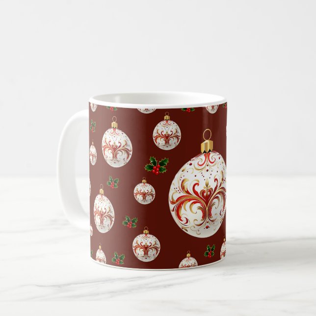 Taza De Café Elegantes Navidades de vacaciones decorativos (Anverso izquierdo)