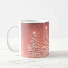 Taza De Café Elegantes Navidades Fiesta Sparkling Trees Rosa Or