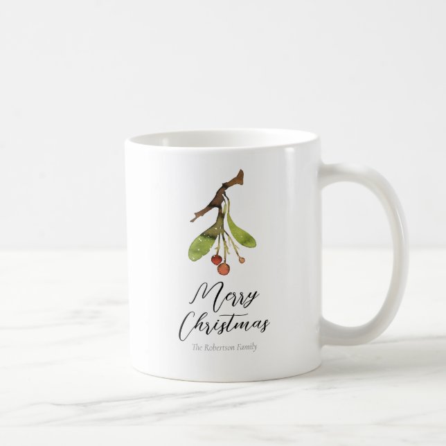 Taza De Café Elegantes Navidades Mistletoe (Derecha)